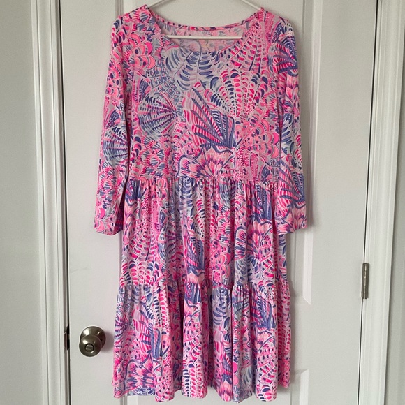 Lilly Pulitzer Geanna Tiered Swing Dress in Raz Berry Sea You Soon - Picture 4 of 15